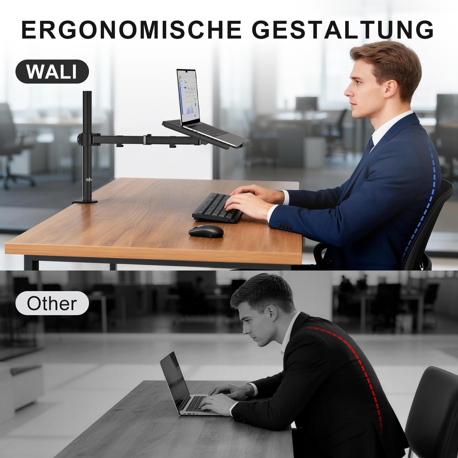 Тримач для ноутбука WALI для столу до 17 дюймів, регульований, вентильована платформа, 10 кг, чорний, фото №4 Тримач для ноутбука WALI для столу до 17 дюймів, регульований, вентильована платформа, 10 кг, чорний, фото №4