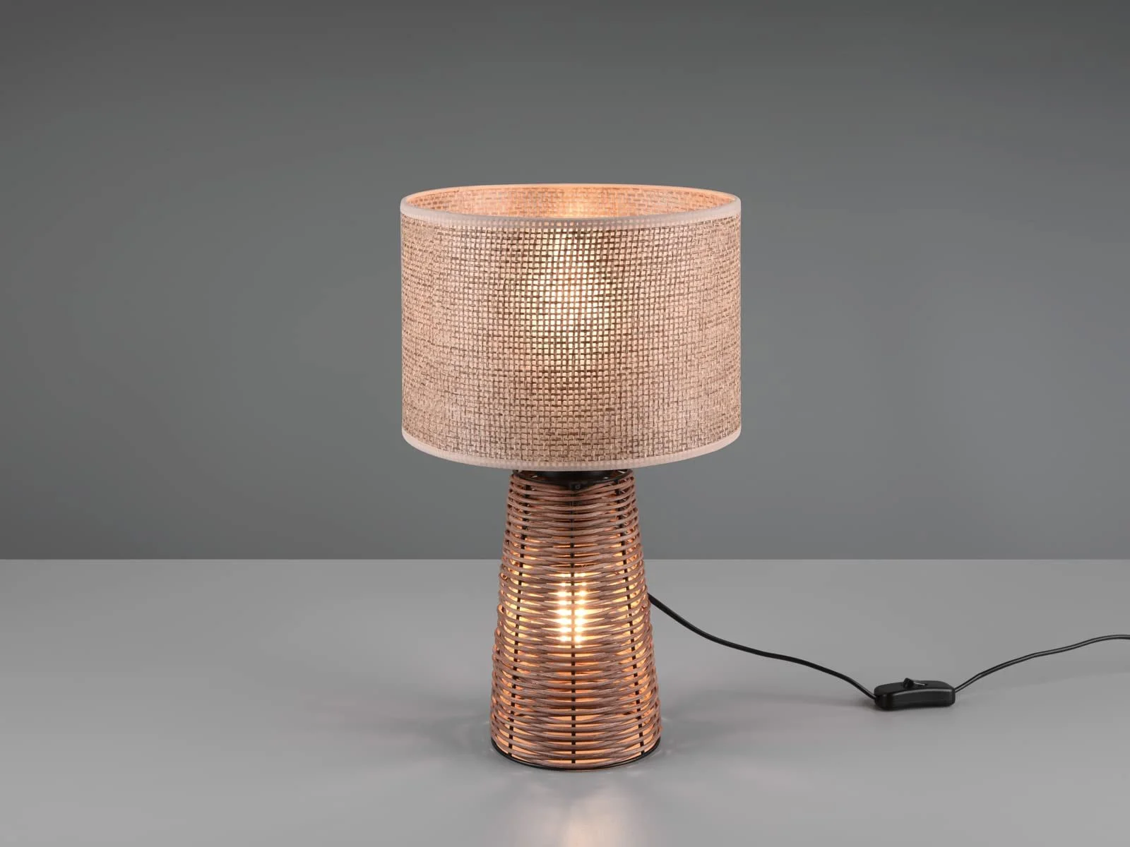 Настільна лампа meineWunschleuchte Rattan Wicker 40 см Коричнева, фото №3