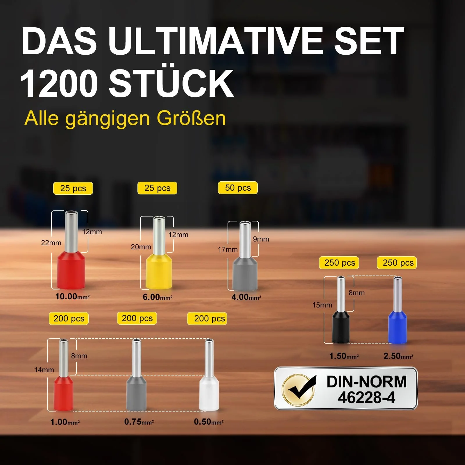 Набор пресс-клещей для наконечников HYCHIKA 3 в 1 с автоматическим стриппером и 1200 клеммами 0.25-10 мм² (AWG 24-8), фото №5