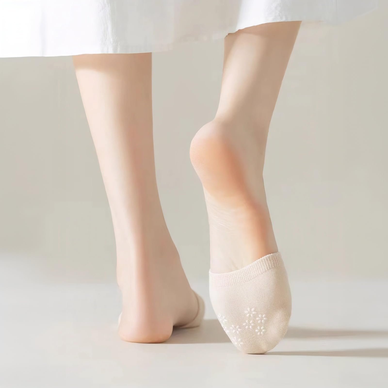 Женские носки, полуноски, носки для пальцев с нескользящими силиконовыми точками, невидимая хлопковая стелька, подкладка для пальцев для высоких каблуков, 8 пар, фото №7