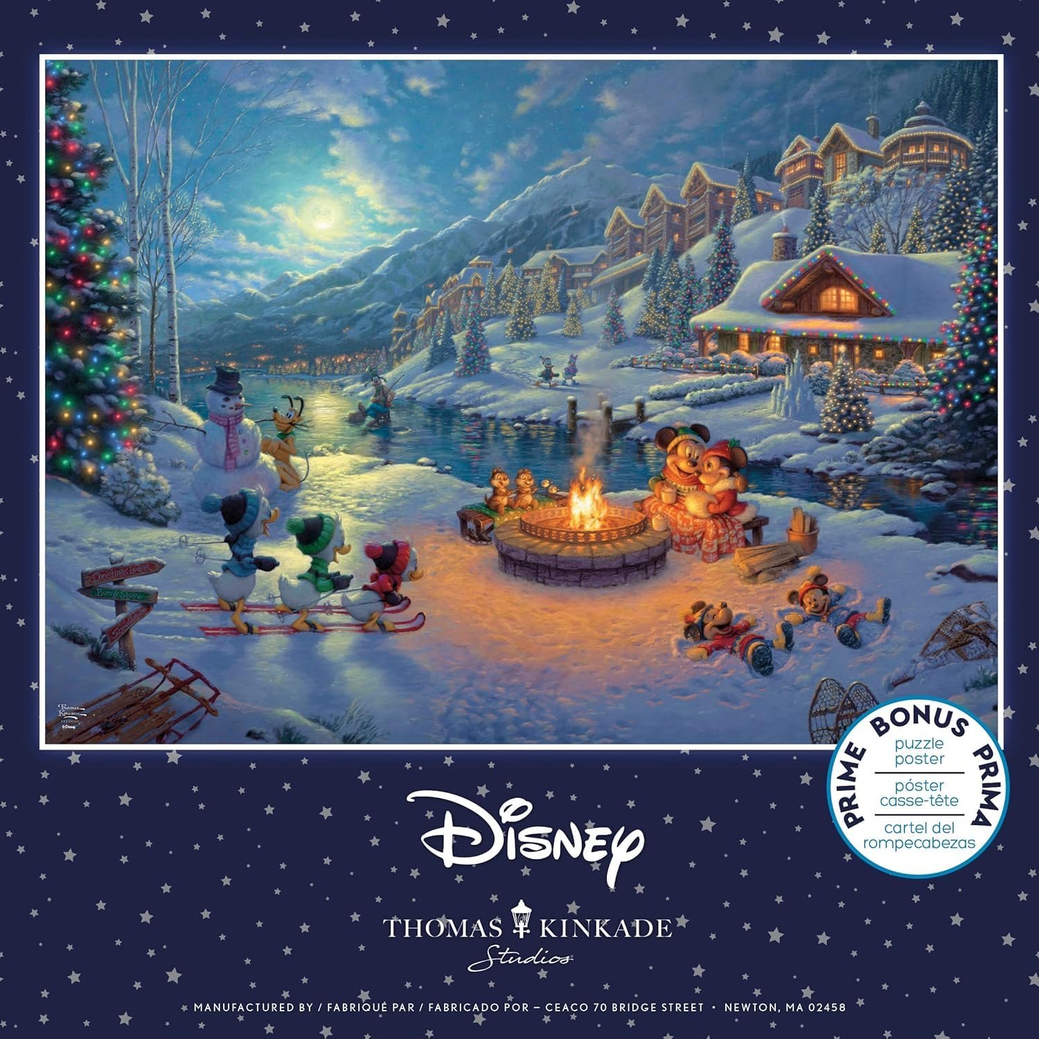 Пазл Ceaco Thomas Kinkade Disney Dreams Collection Holiday - Mickey and Minnie Christmas Lodge 1000 деталей, фото №6