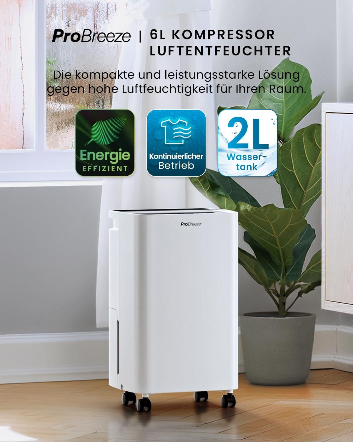 Осушувач повітря Pro Breeze 6 л/добу 2 л, фото №2
