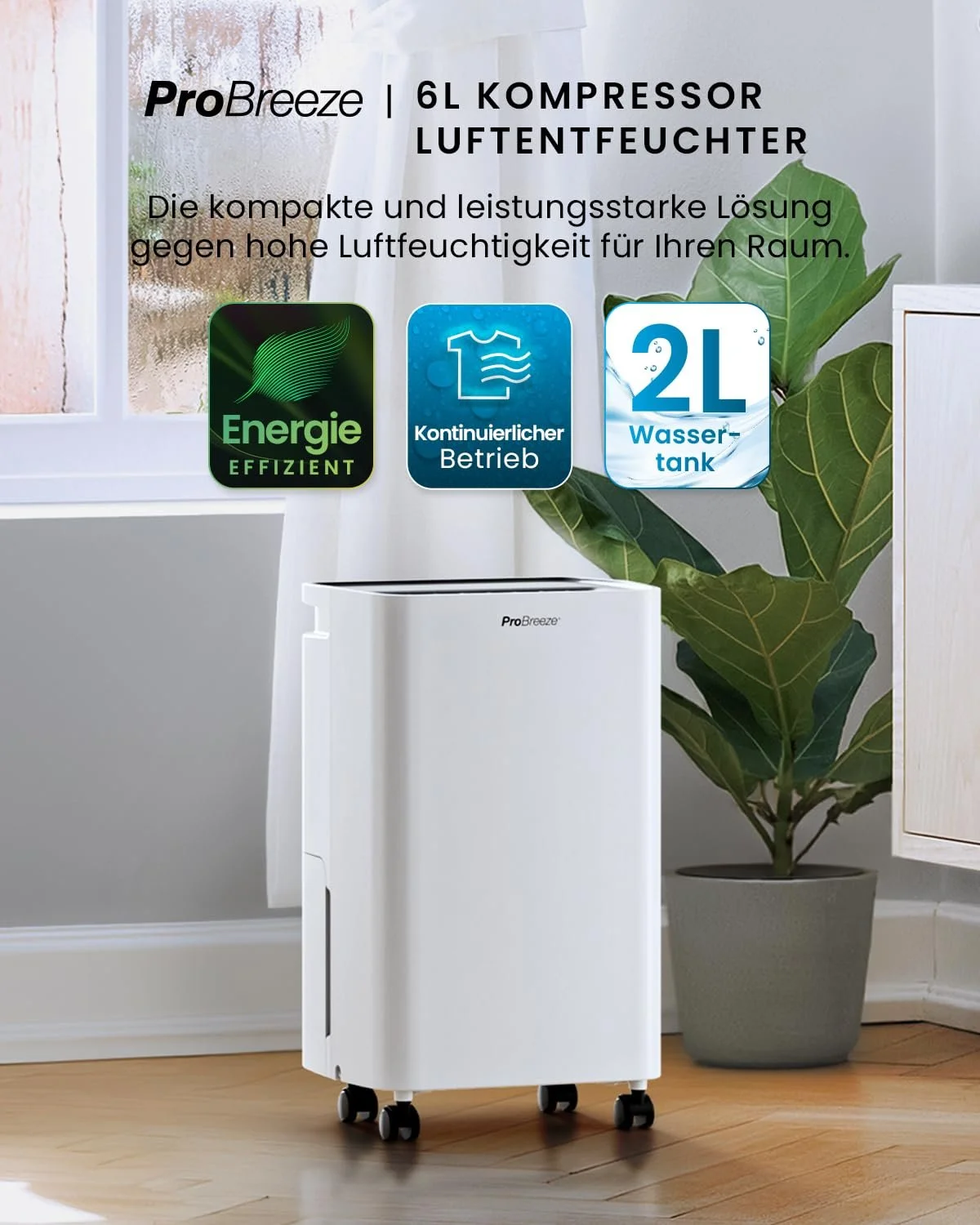 Осушитель воздуха Pro Breeze 6 л/сутки 2 л, фото №2
