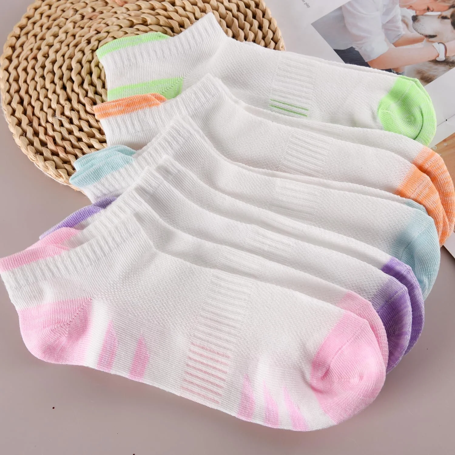 Носки спортивные Ezranova, 5 пар, женские, укороченные, для бега, дышащие, с мягкой подкладкой, для женщин, девушек, повседневные, противоскользящие, фото №6 Носки спортивные Ezranova, 5 пар, женские, укороченные, для бега, дышащие, с мягкой подкладкой, для женщин, девушек, повседневные, противоскользящие, фото №6