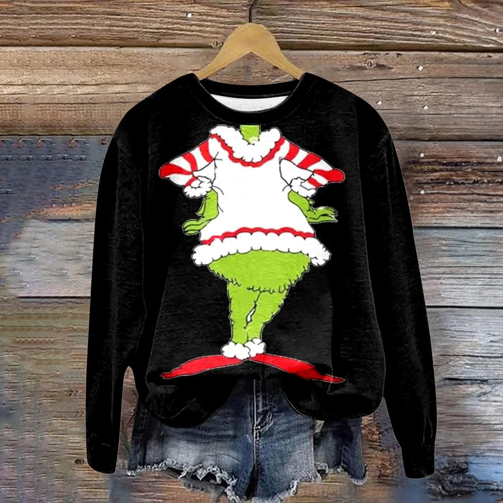 Рождественский джемпер BHXUTK Женская толстовка с длинными рукавами и круглым вырезом Рождественский джемпер Элегантный рождественский джемпер Женский зимний рождественский свитер Рождественские топы для женщин Девушки-подростки, фото №2