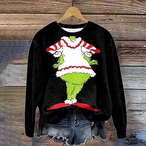 Рождественский джемпер BHXUTK Женская толстовка с длинными рукавами и круглым вырезом Рождественский джемпер Элегантный рождественский джемпер Женский зимний рождественский свитер Рождественские топы для женщин Девушки-подростки synthetic.ua - Фото 1