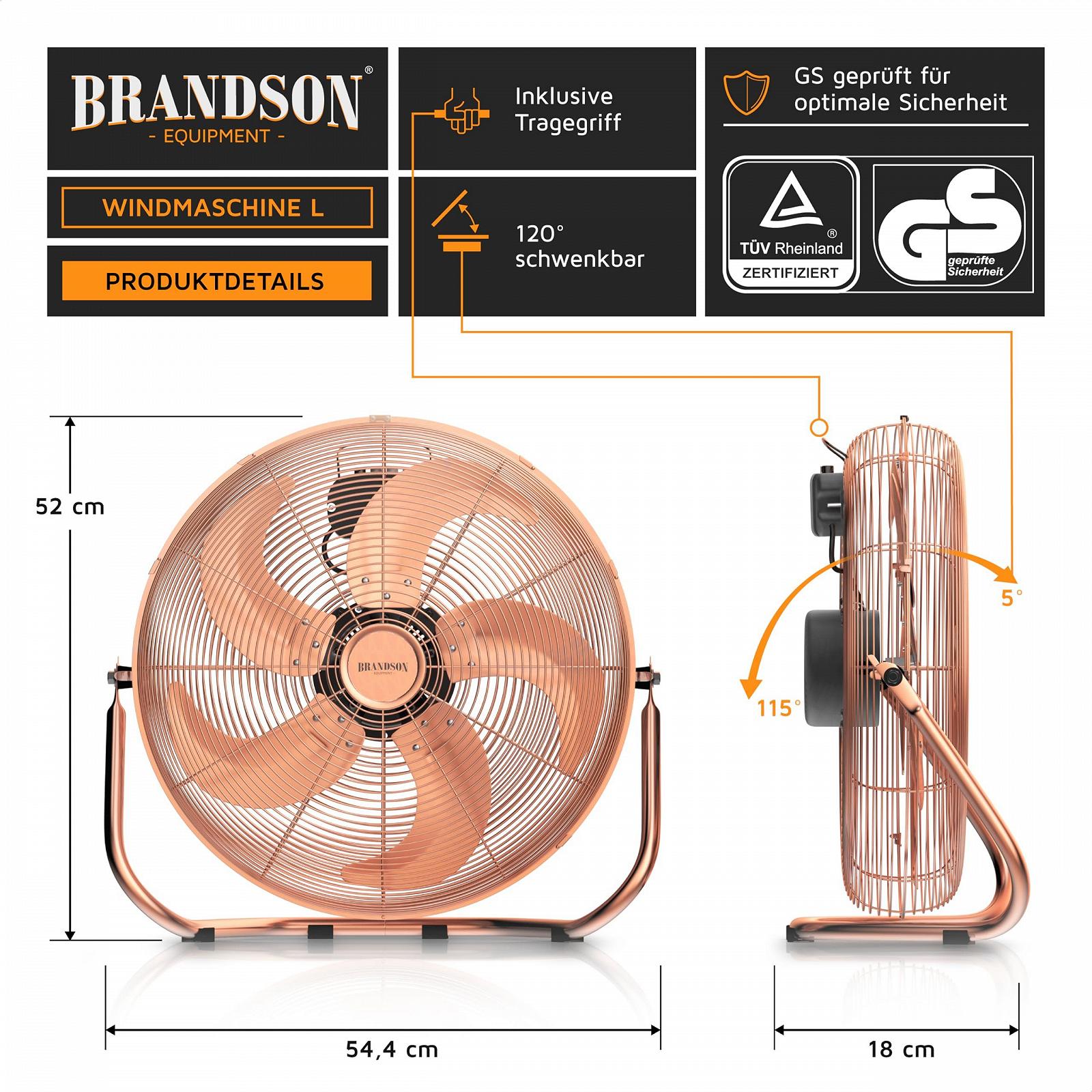 Вентилятор Brandson напольный, 50 см, медный, фото №3
