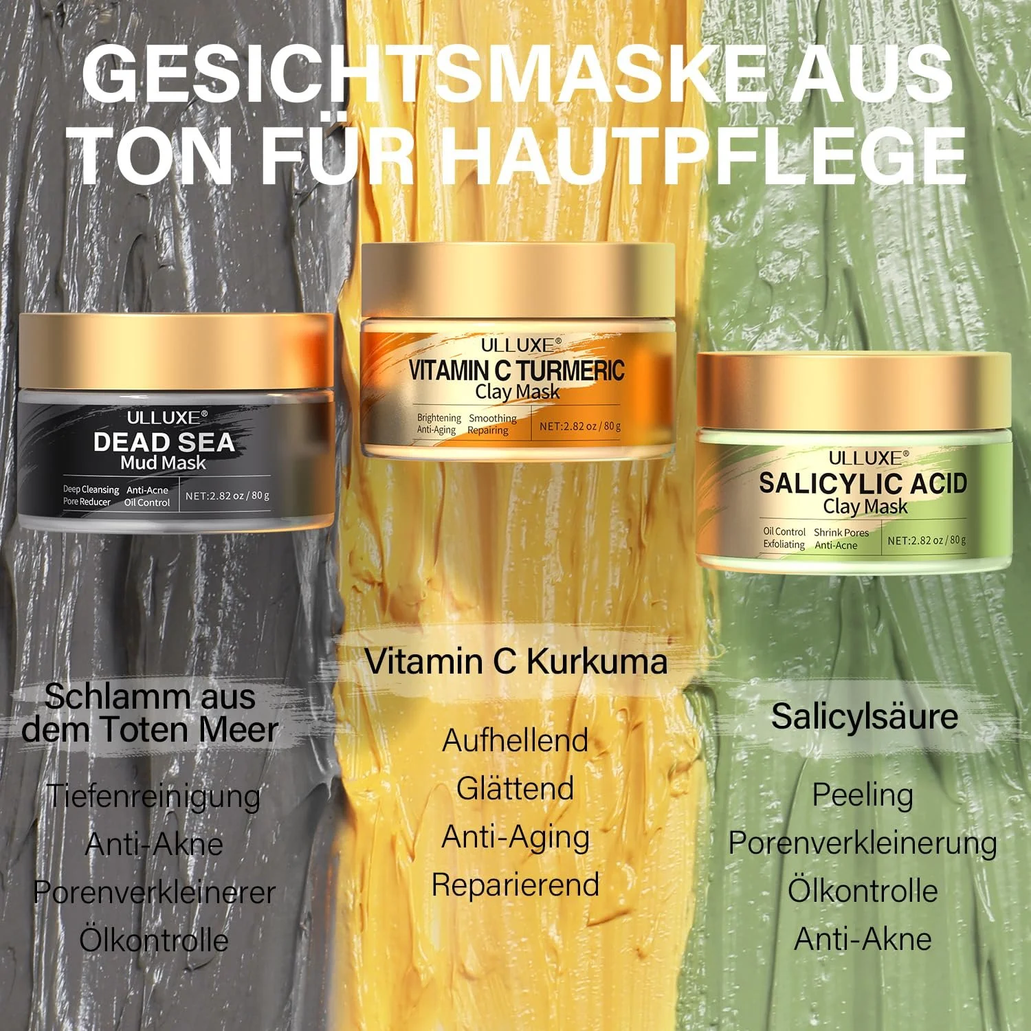 Глиняна Маска з Куркумою та Вітаміном C з Саліциловою Кислотою і Гряззю Мертвого Моря, 3 x 80 г, фото №2 Глиняна Маска з Куркумою та Вітаміном C з Саліциловою Кислотою і Гряззю Мертвого Моря, 3 x 80 г, фото №2