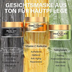 Глиняная Маска с Куркумой и Витамином C с Салициловой Кислотой и Грязью Мертвого Моря для Очищения Пор, Против Черных Точек, Темных Пятен, Набор для Ухода за Кожей, 3 x 80 г synthetic.ua - Фото 1