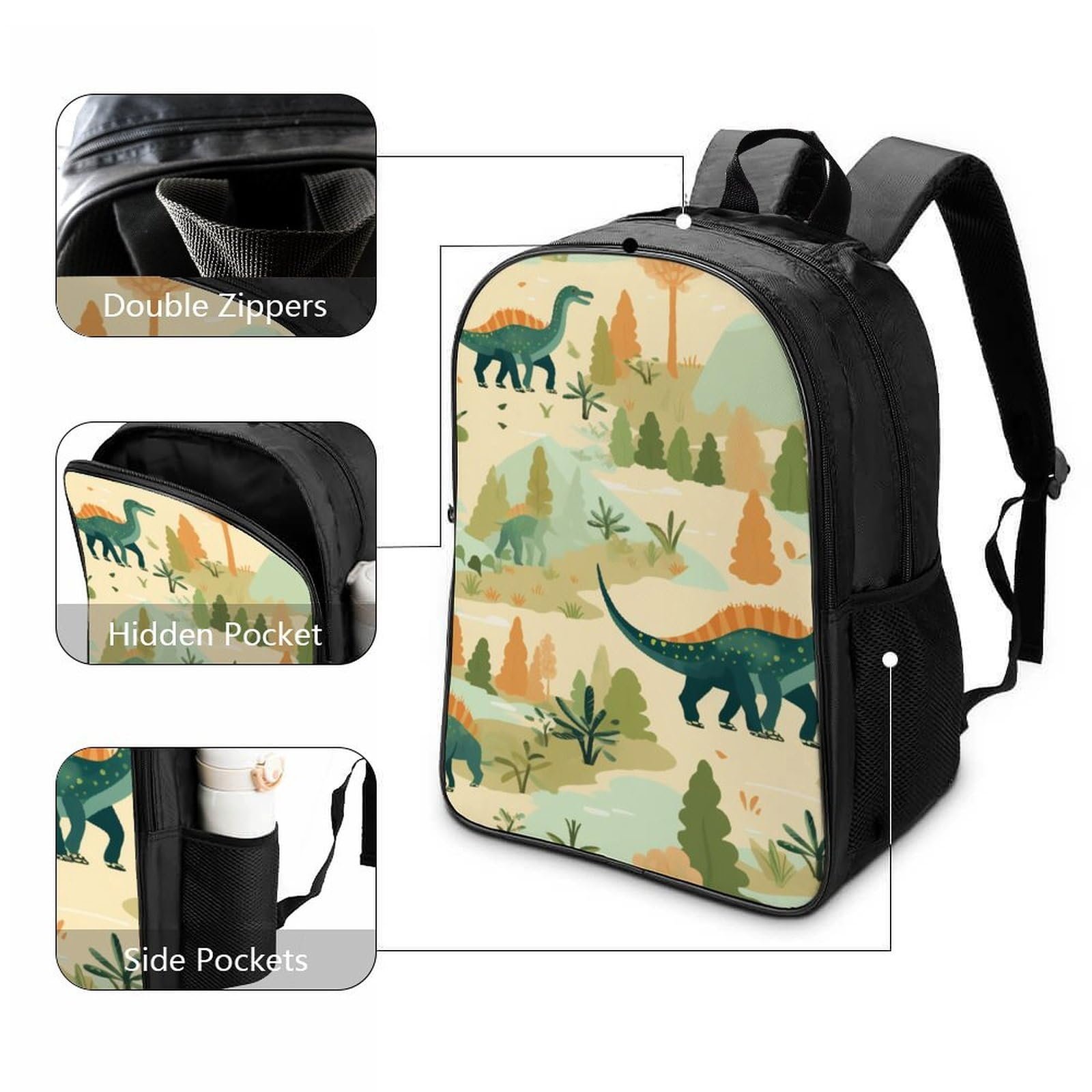 Ранець DPEOANEBN Dinosaur для хлопчиків та дівчаток підлітків, 40x28x16 см, фото №3