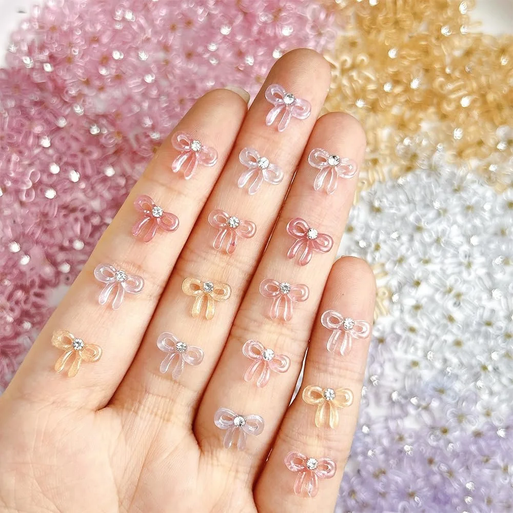 Прикраса для нігтів Бантики з напівпрозорого кришталю, фото №3