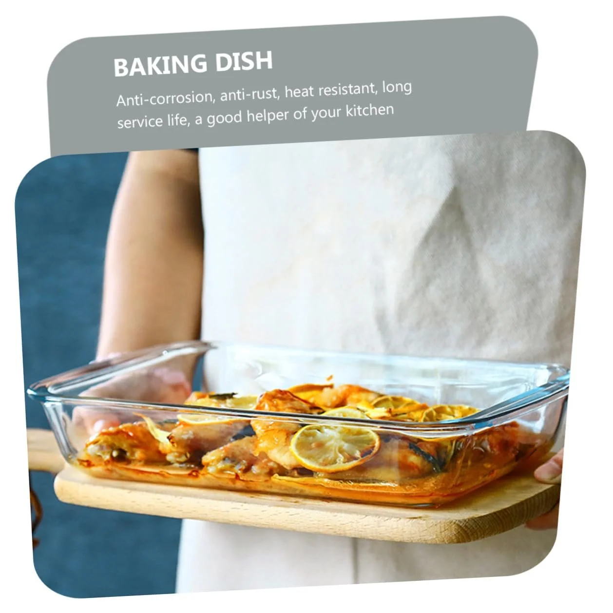 Форма для запекания TOYANDONA стеклянная прямоугольная термостойкая с двойными ручками, фото №6