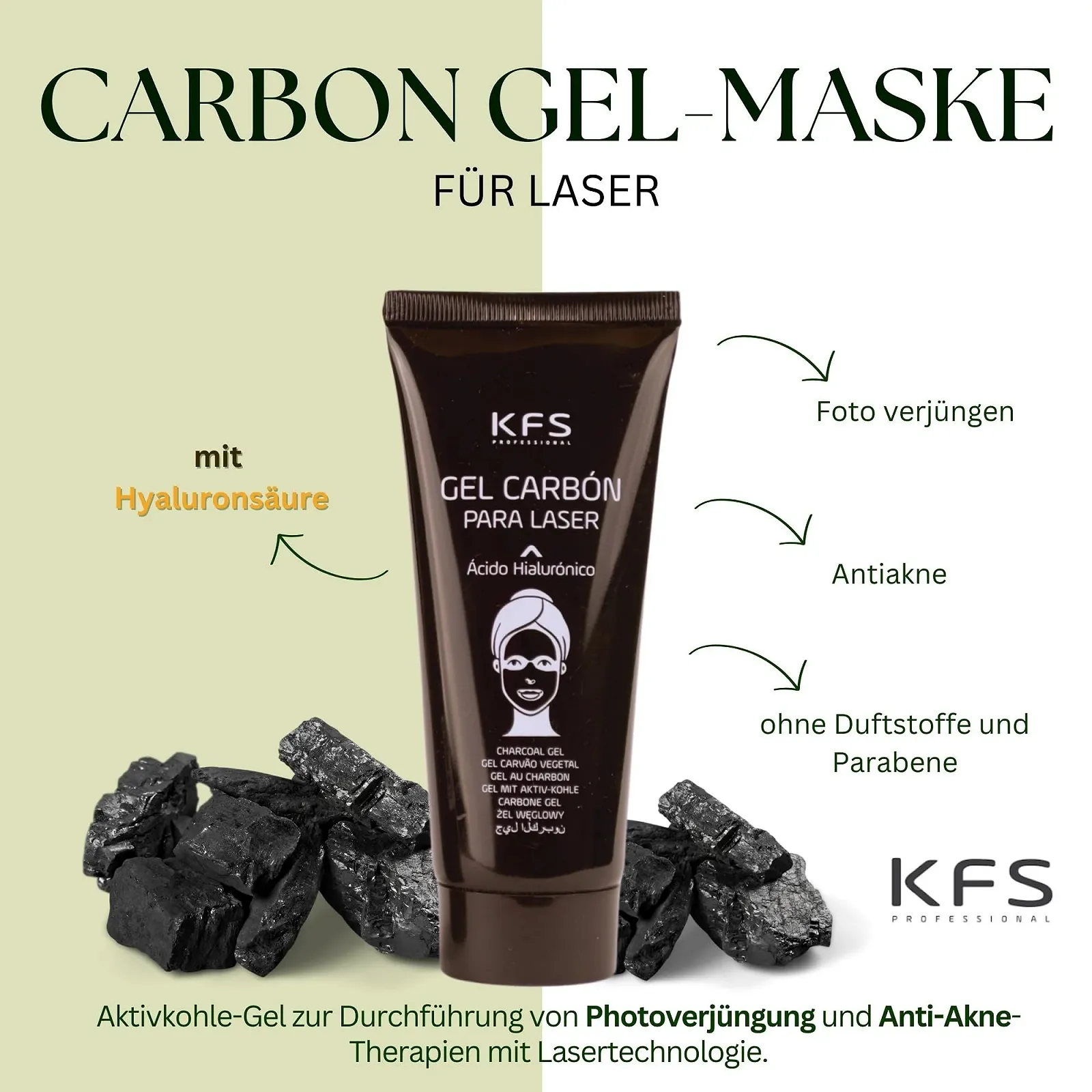 Гель-маска с активированным углем KFS PROFESSIONAL с гиалуроновой кислотой 100 мл, фото №3