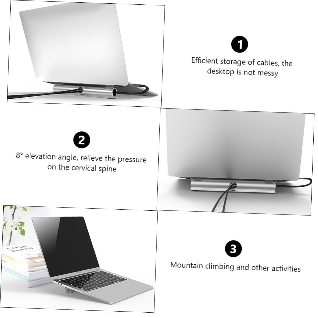 Подставка для ноутбука Aluminium Gadpiparty с регулировкой высоты и кабелей, фото №6