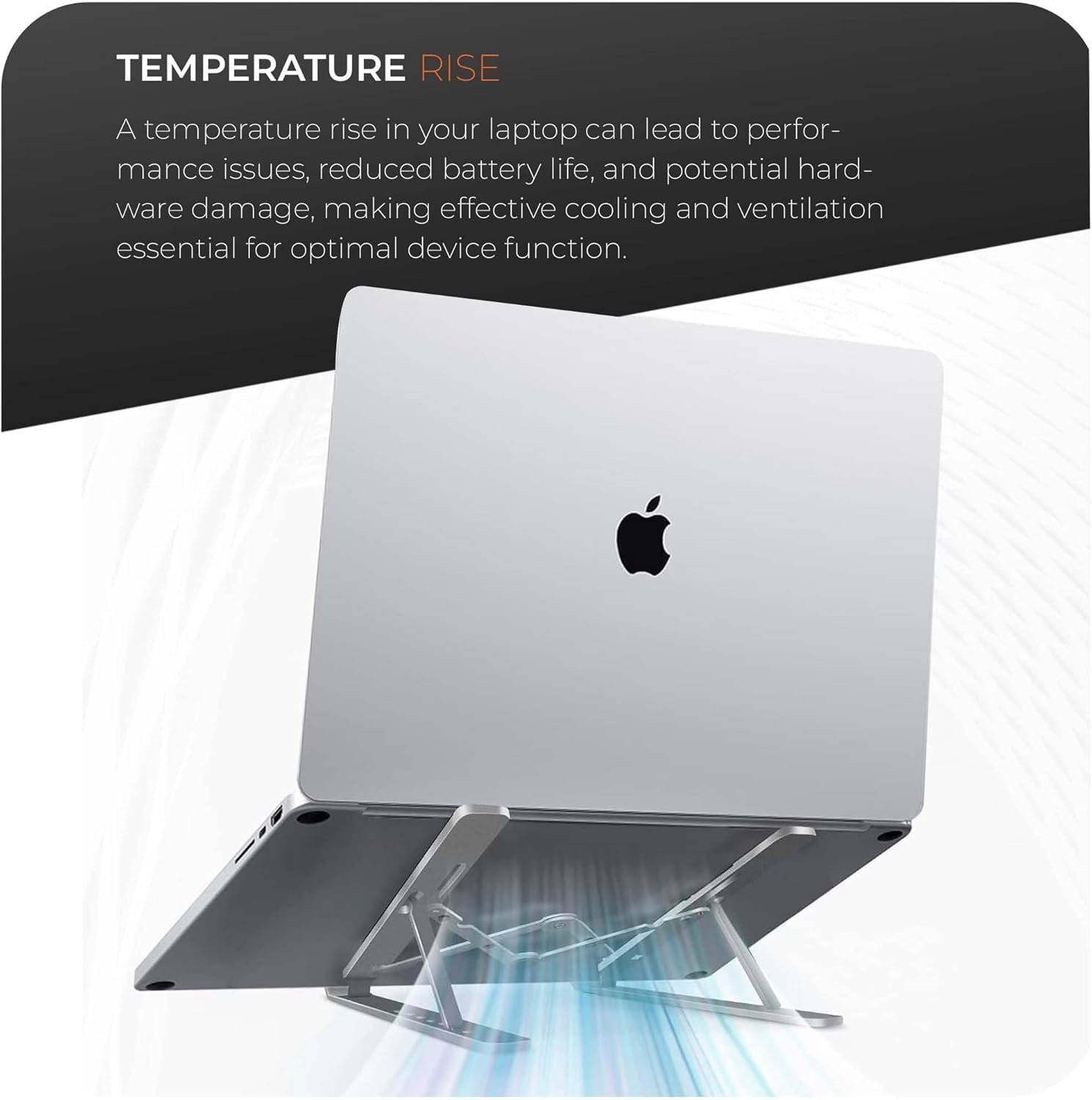 Подставка для ноутбука K-MART Регулируемая по высоте - Сделана из алюминиевого сплава, 6 передач, для стола, совместима с MacBook Air, Pro, Dell Allen Laptops 10-15.6 дюймов Серебристая, фото №3