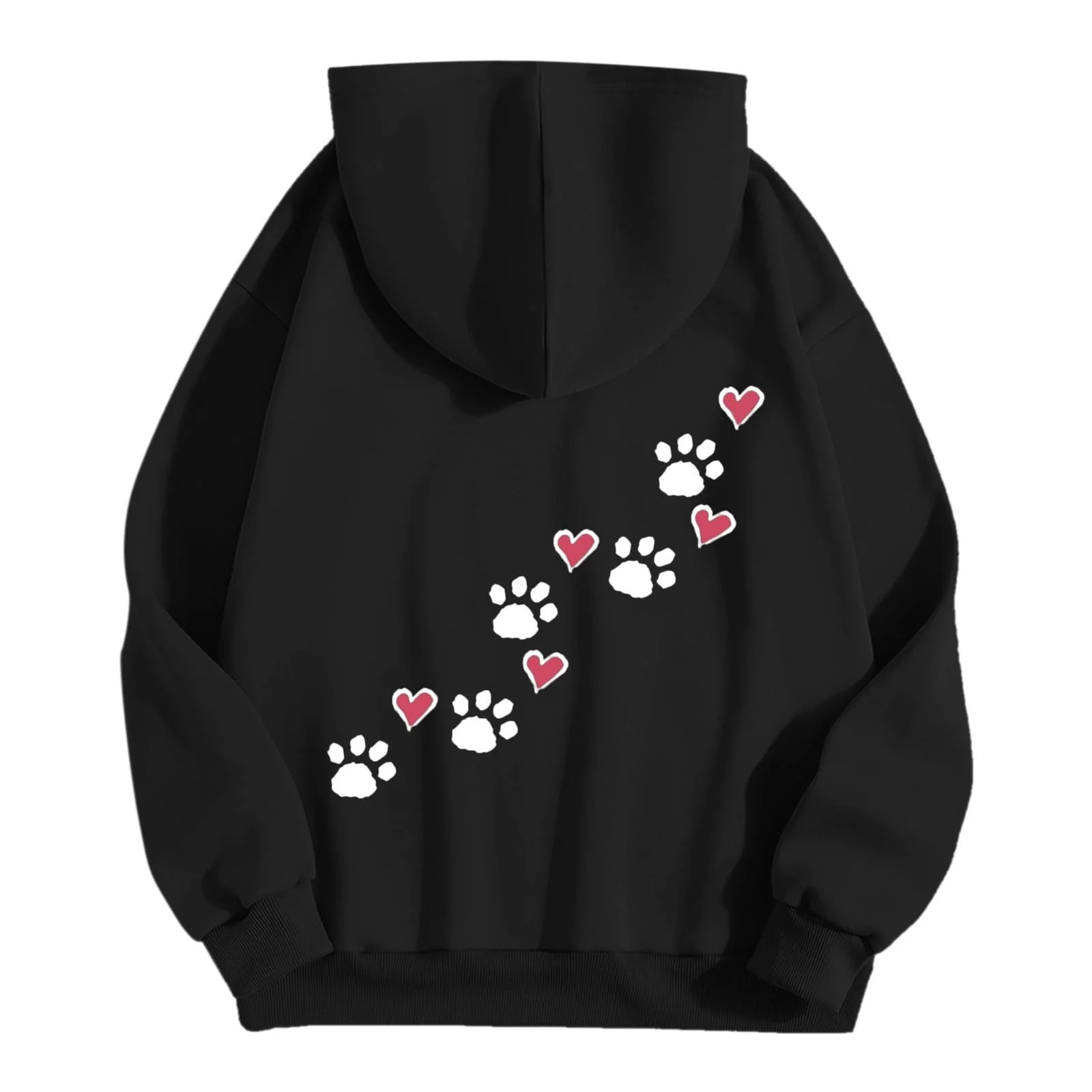 Худи Оверсайз Женское С принтом собачей лапы, с карманами Y2K, в стиле хип-хоп, однотонная толстовка с капюшоном, свободное худи для девушек-подростков в стиле стритвир, фото №5