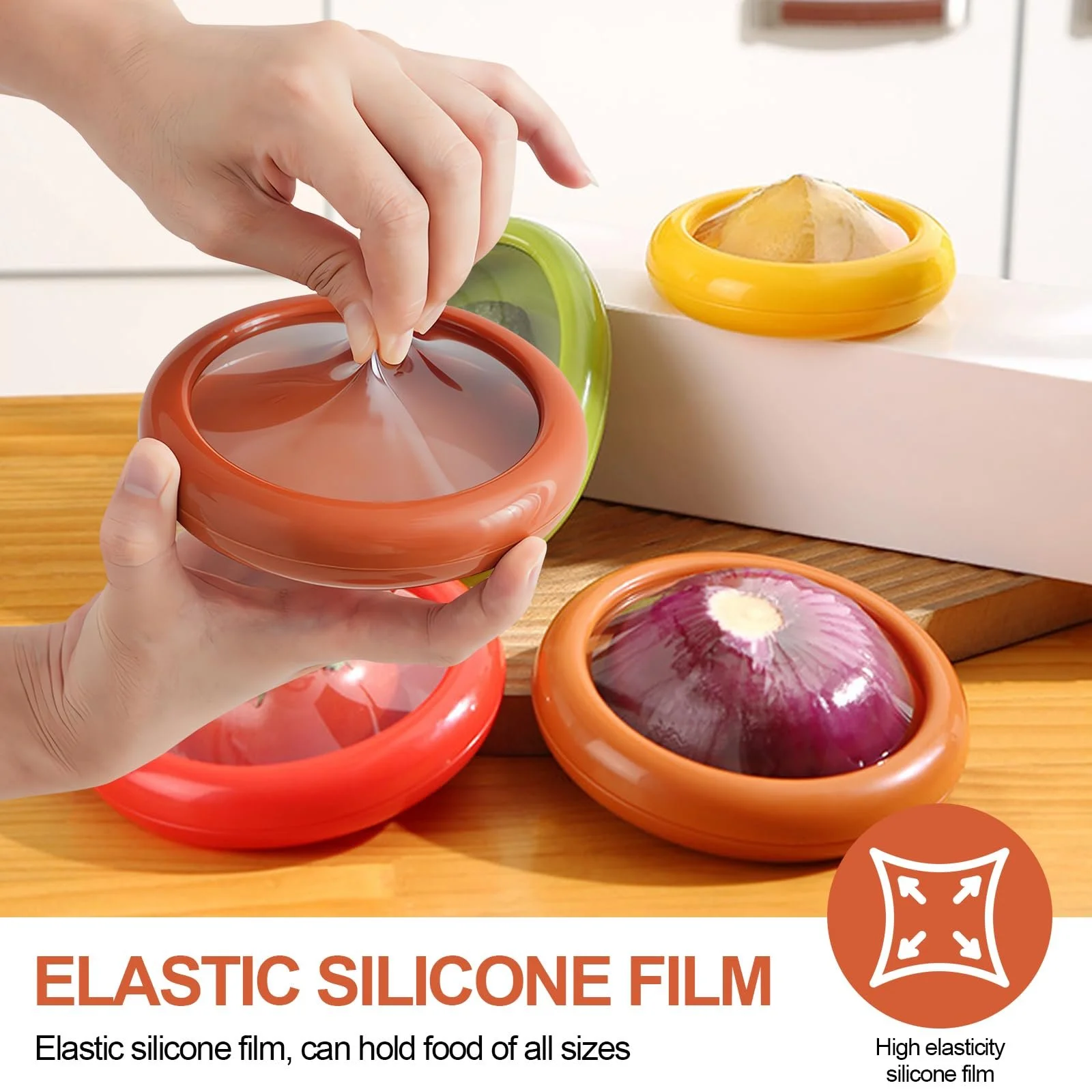 Контейнери для зберігання фруктів та овочів Reusable Silicone Food Container для холодильника Набір 4 шт., фото №5 Контейнери для зберігання фруктів та овочів Reusable Silicone Food Container для холодильника Набір 4 шт., фото №5