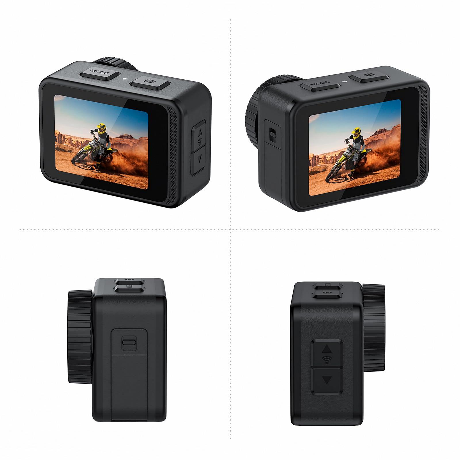 Екшн-камера Andoer Action Cam 4K 60FPS, 24MP Dual Screen Touch Control 21 м Навісне кріплення для води, фото №3