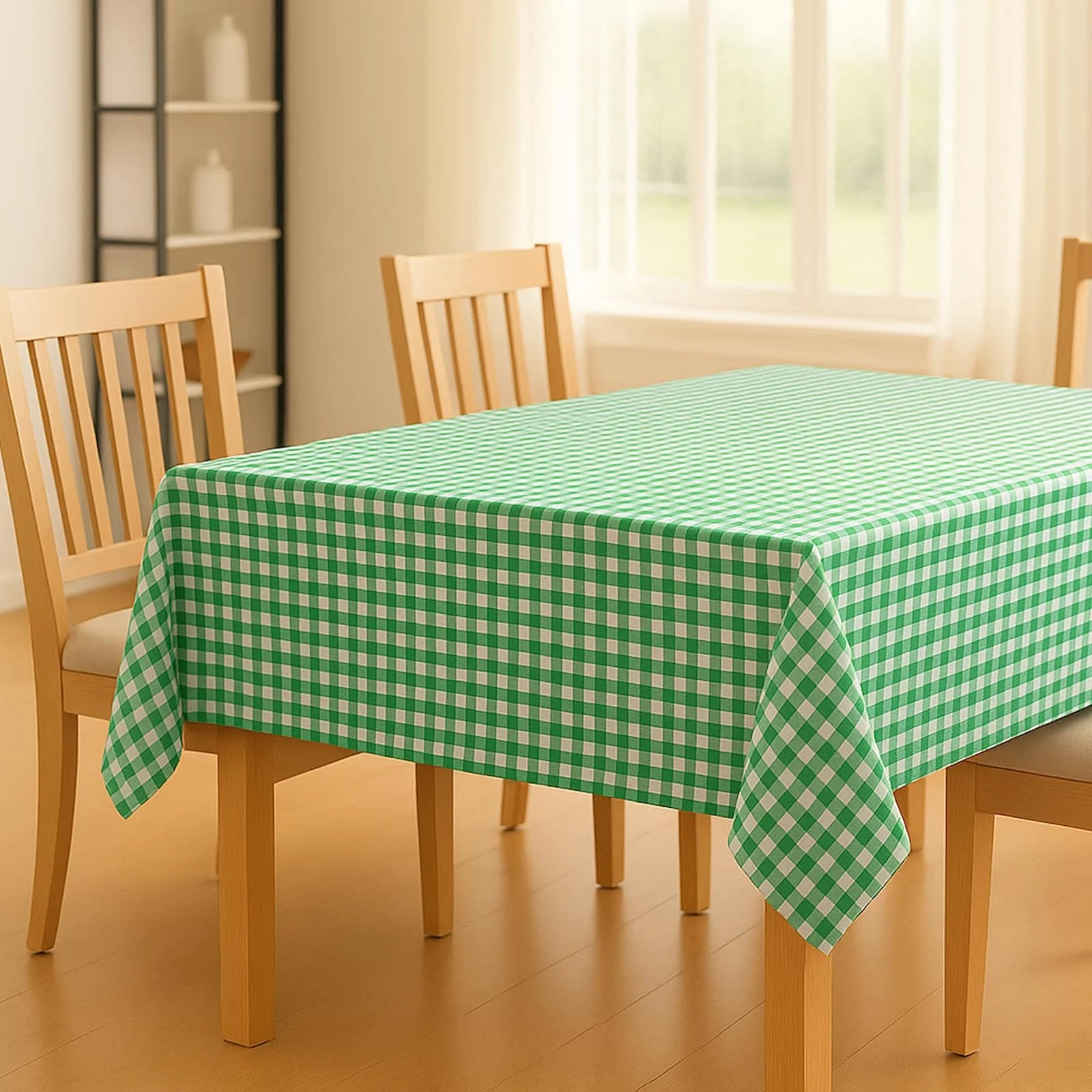 Скатертина Hans-Textil-Shop Vichy Checked 130 x 130 см бавовна зелена в клітинку, фото №1