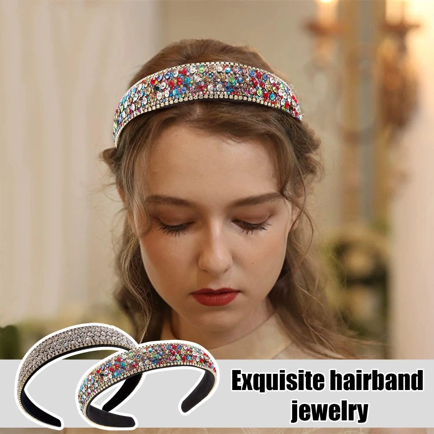 Набір обручів на голову 2 шт, зі стразами, фото №6