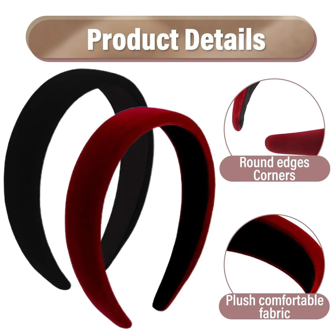 Обруч Оксамитовий Однотонний, фото №3