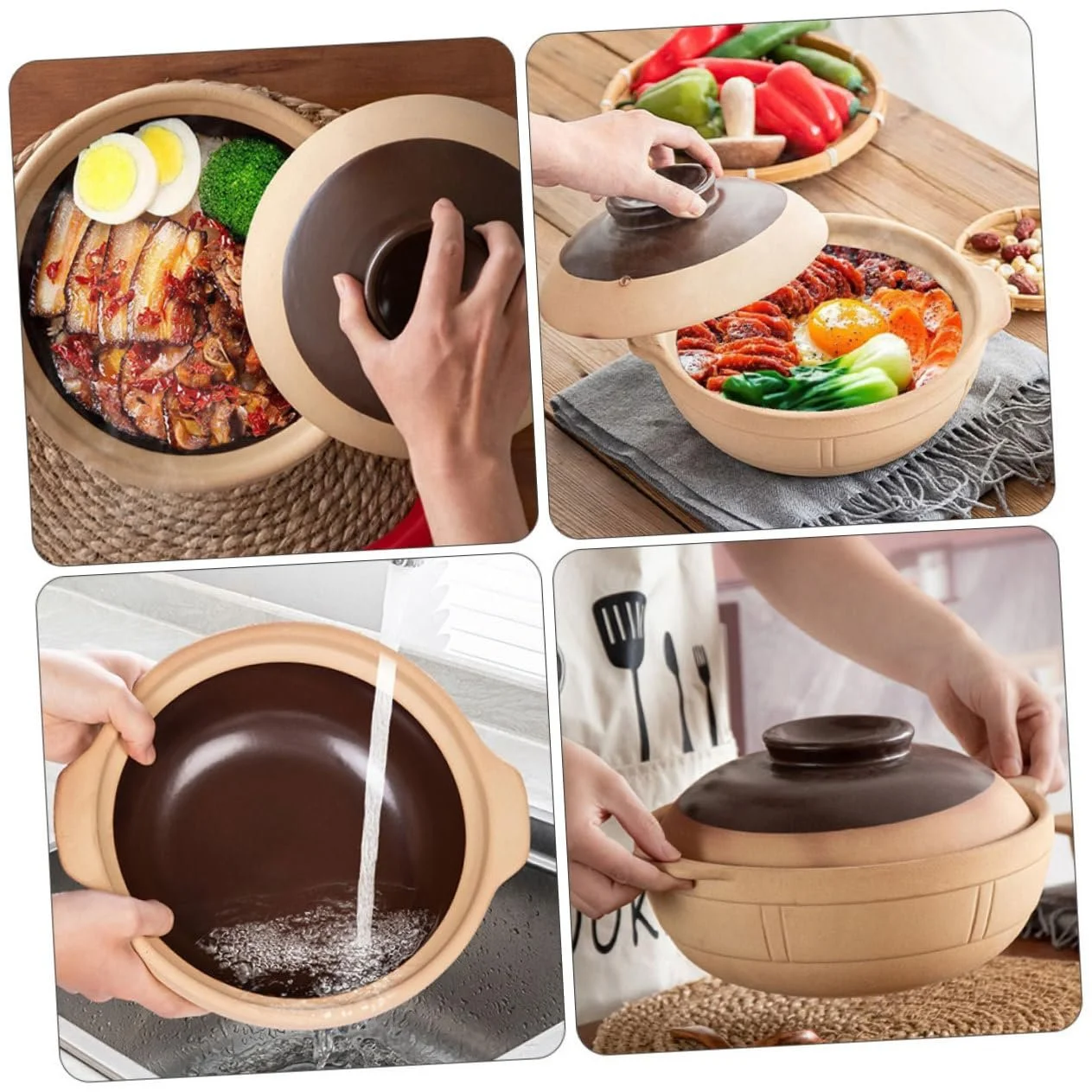 Кастрюля керамическая глиняный горшок многофункциональный японский стиль 1 шт., фото №5 Кастрюля керамическая глиняный горшок многофункциональный японский стиль 1 шт., фото №5