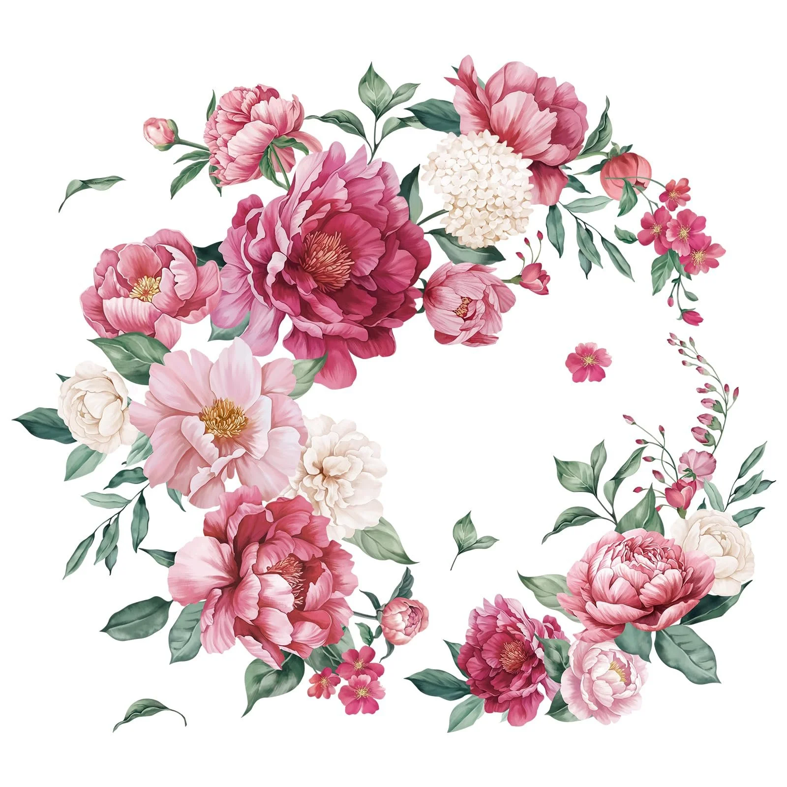 Наклейка на стіну Рожеві півонії Водонепроникна DIY, фото №4 Наклейка на стіну Рожеві півонії Водонепроникна DIY, фото №4