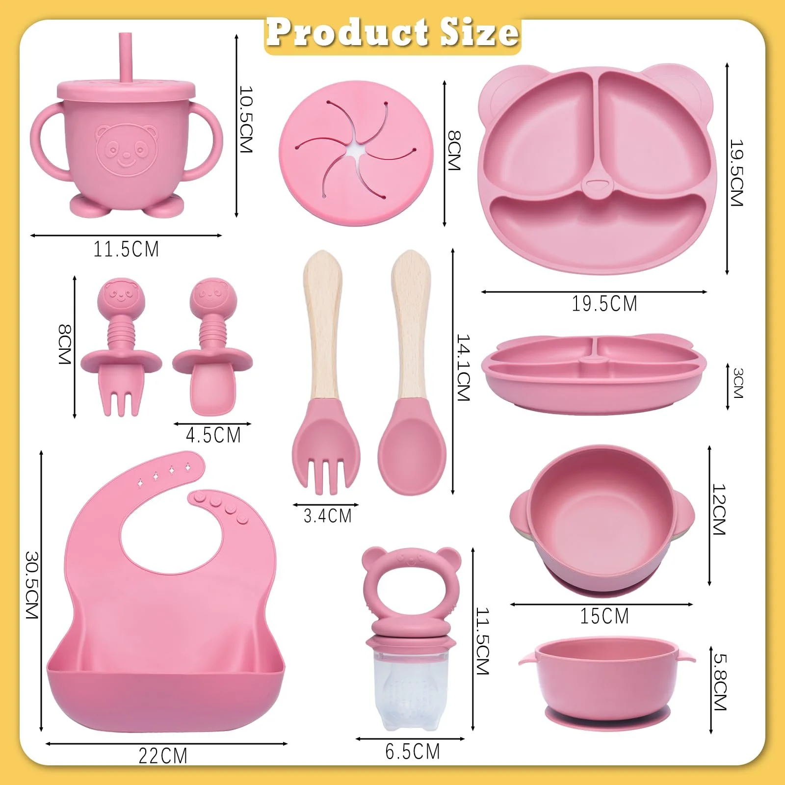 Набір дитячого посуду Kinyoda 10 предметів, силікон, рожевий, фото №2 Набір дитячого посуду Kinyoda 10 предметів, силікон, рожевий, фото №2