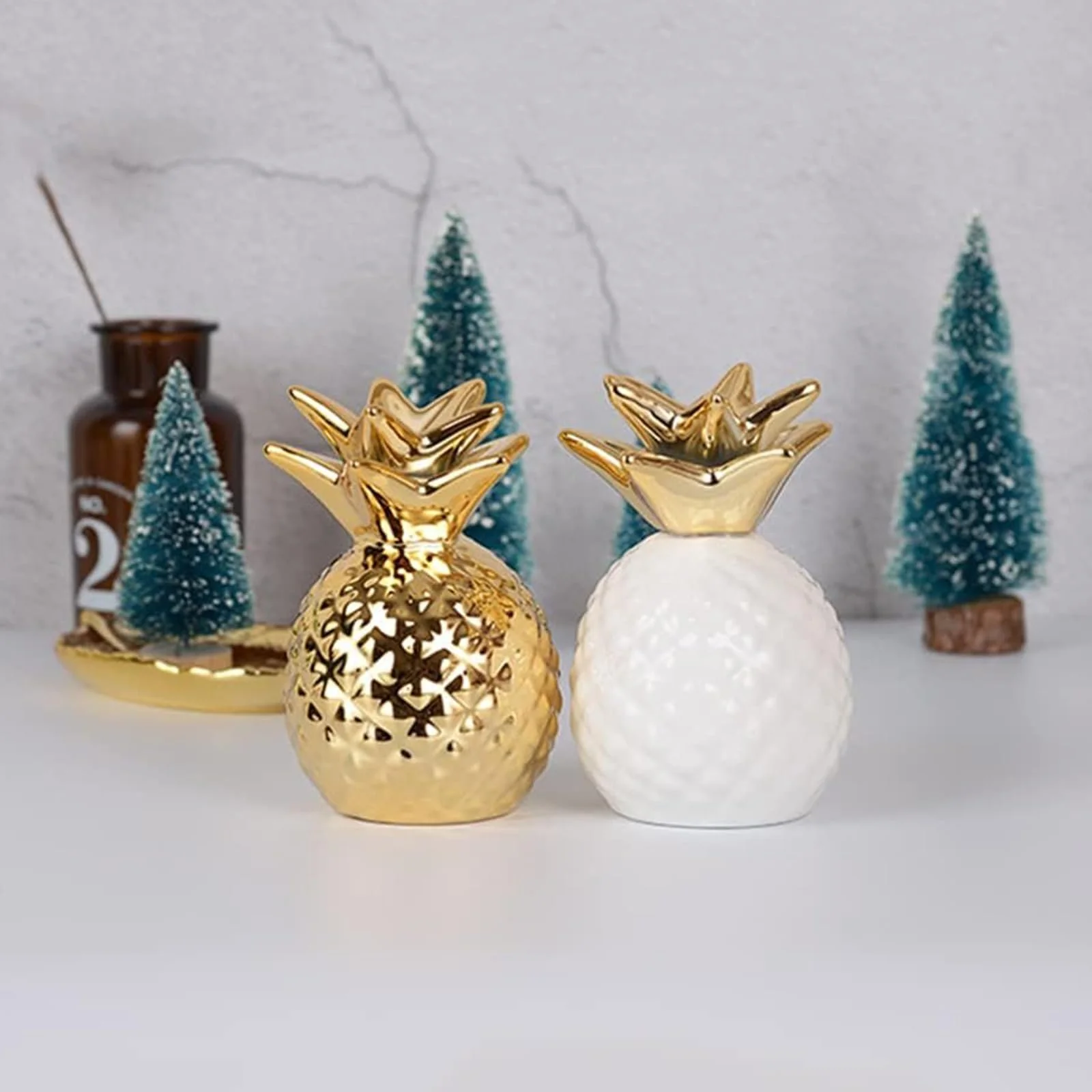 Скарбничка керамічна у формі ананаса Золота 13,5х9 см велика декоративна, фото №7