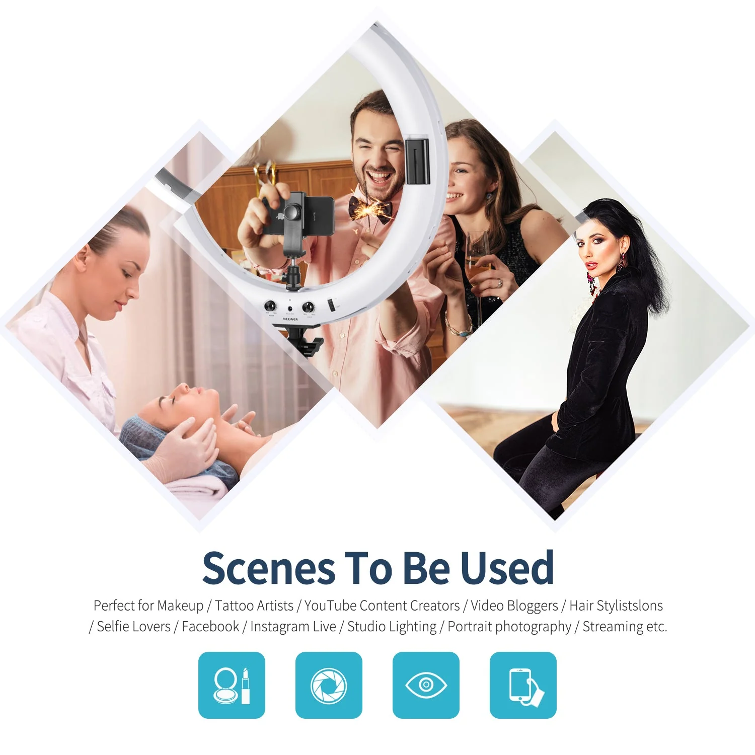 Профессиональный кольцевой светильник Neewer - Серый, фото №5