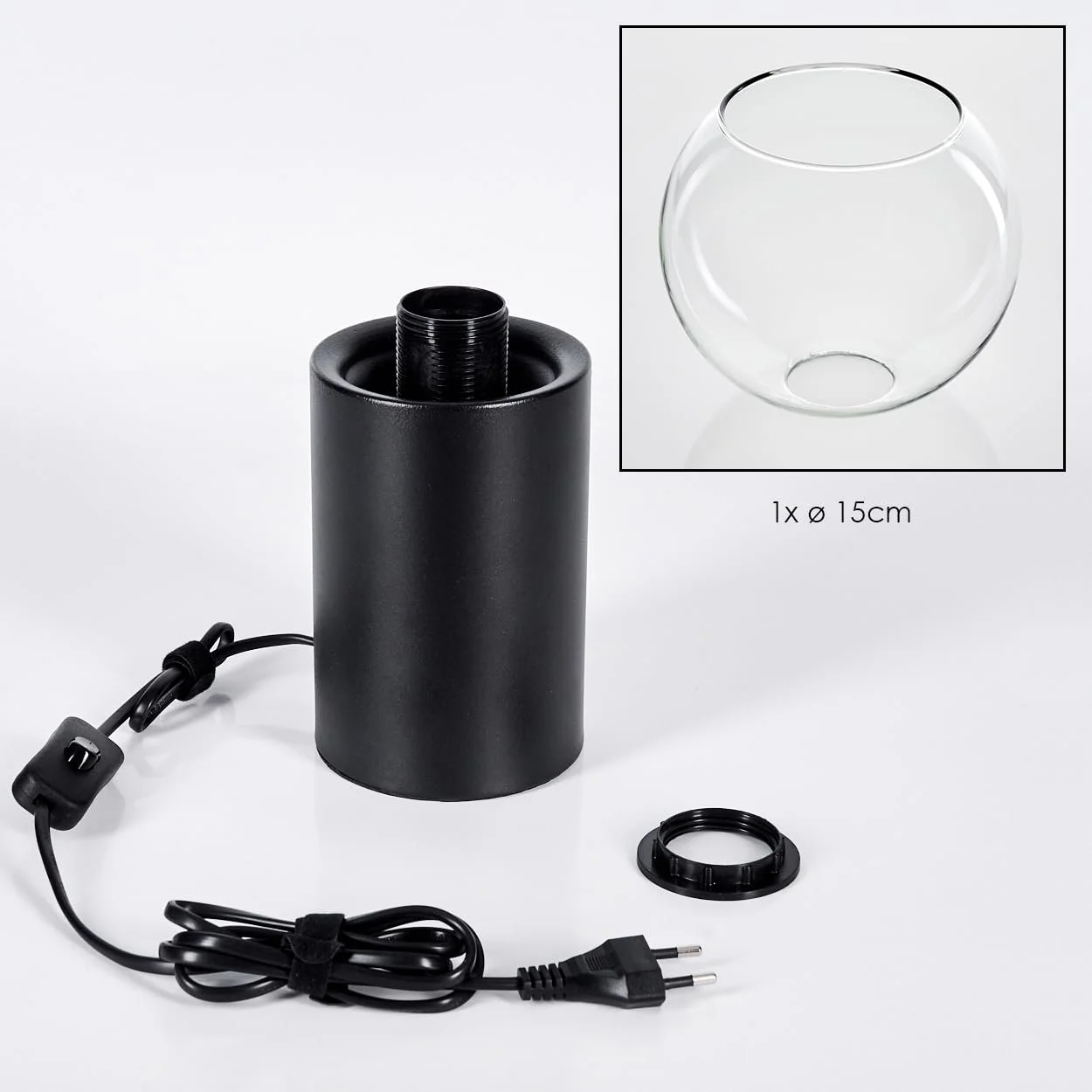 Настільна лампа HOFSTEIN Koyoto метал / скло Чорний/Прозорий, фото №5