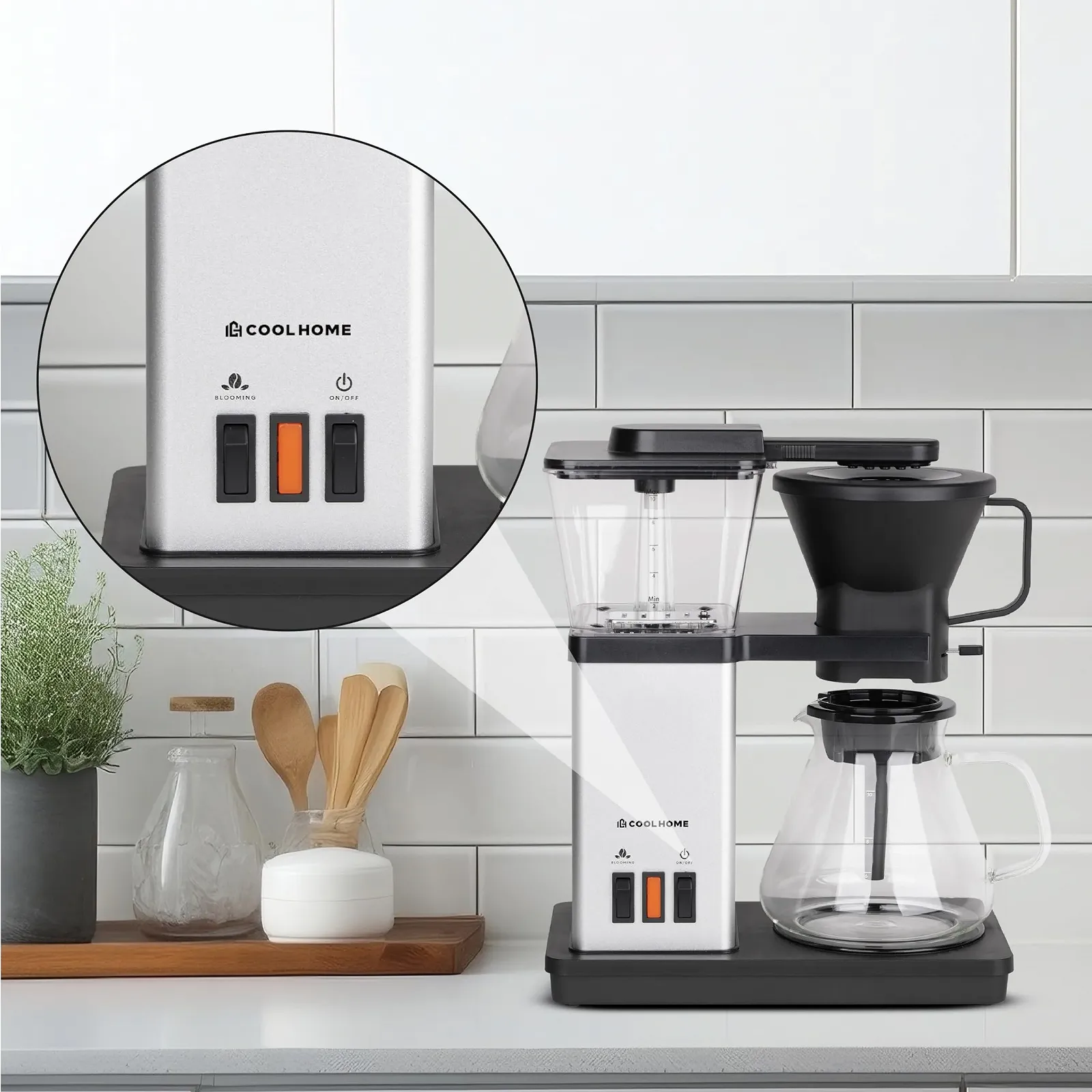 Капельная кофеварка CoolHome Masterbrew с функцией blooming Серая, фото №7