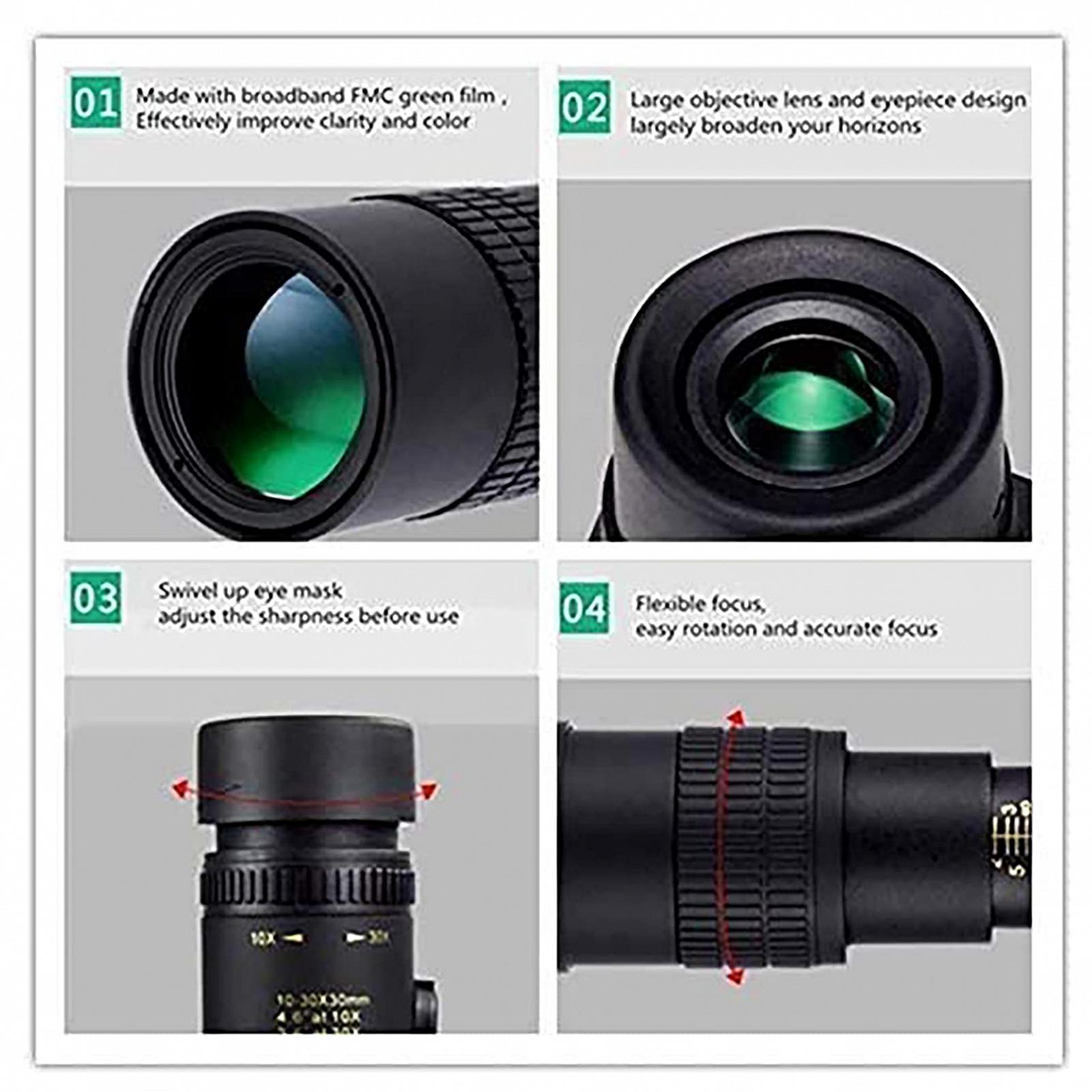 Монокуляр Tophacker 4K 10-300x40mm HD з кріпленням для смартфона та штативом, фото №4