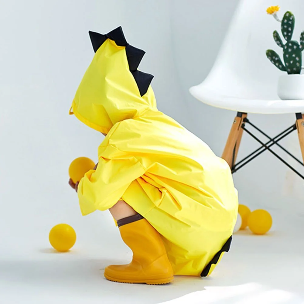 Детский дождевик Динозавр Куртка от дождя с капюшоном Водонепроницаемая куртка Ветрозащитная куртка Дождевик Уличный детский мультяшный дождевик-пончо с капюшоном Водонепроницаемая дождевая накидка, фото №4