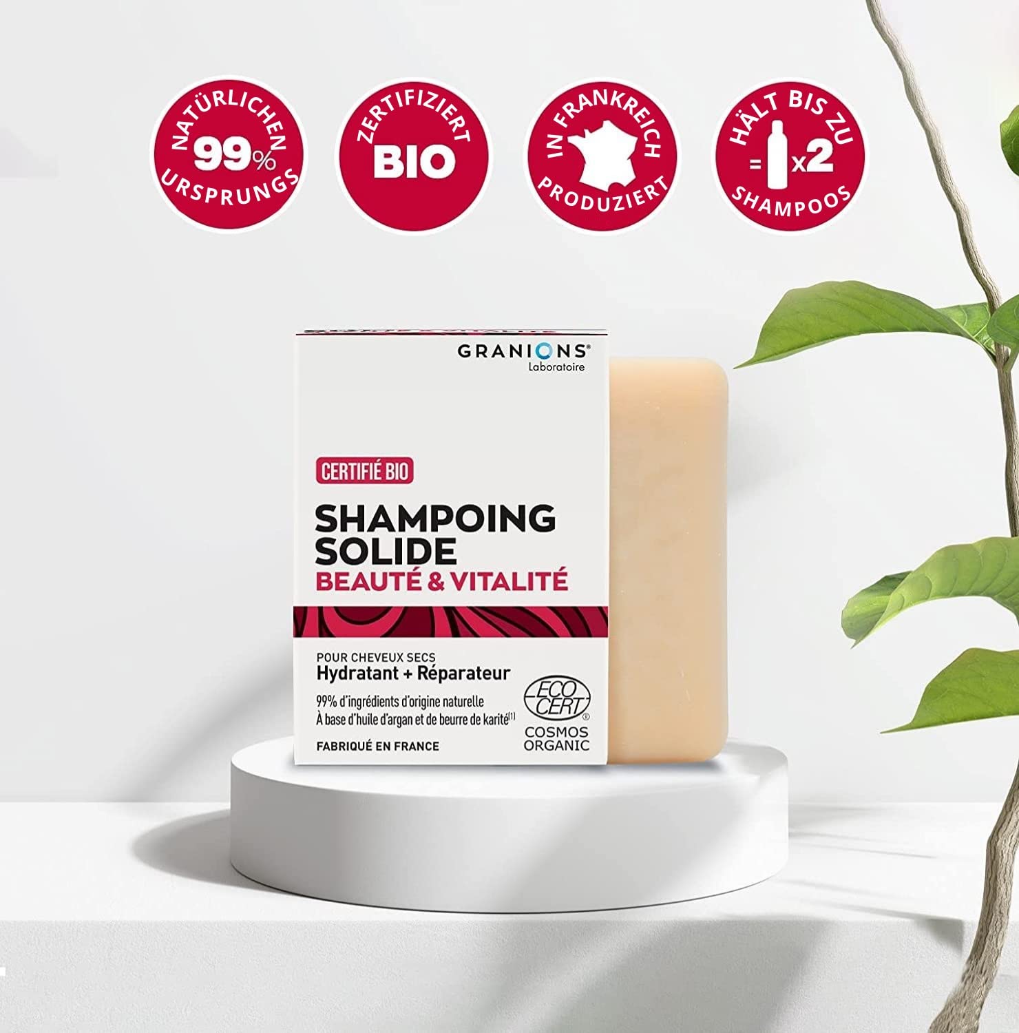 Твёрдый шампунь Granions BIO-КРАСОТА и ВИТАЛЬНОСТЬ Arganöl 99% натуральных ингредиентов, фото №3