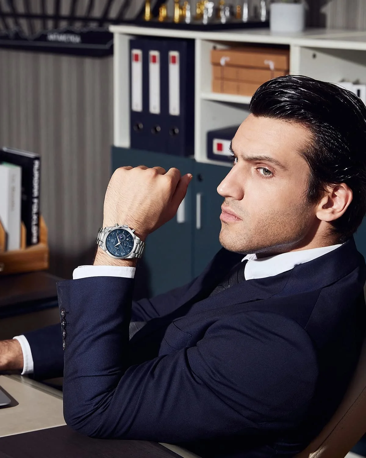 Чоловічий годинник Benyar Хронограф Водонепроникний Шкіряний ремінець / нержавіюча сталь, фото №2