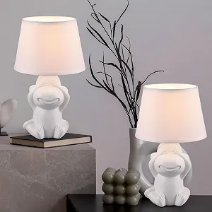 Настільна лампа etc-shop Monkey Мавпа Кераміка E14 17x27 см Біла Набір із 2 шт. synthetic.ua - Фото 1