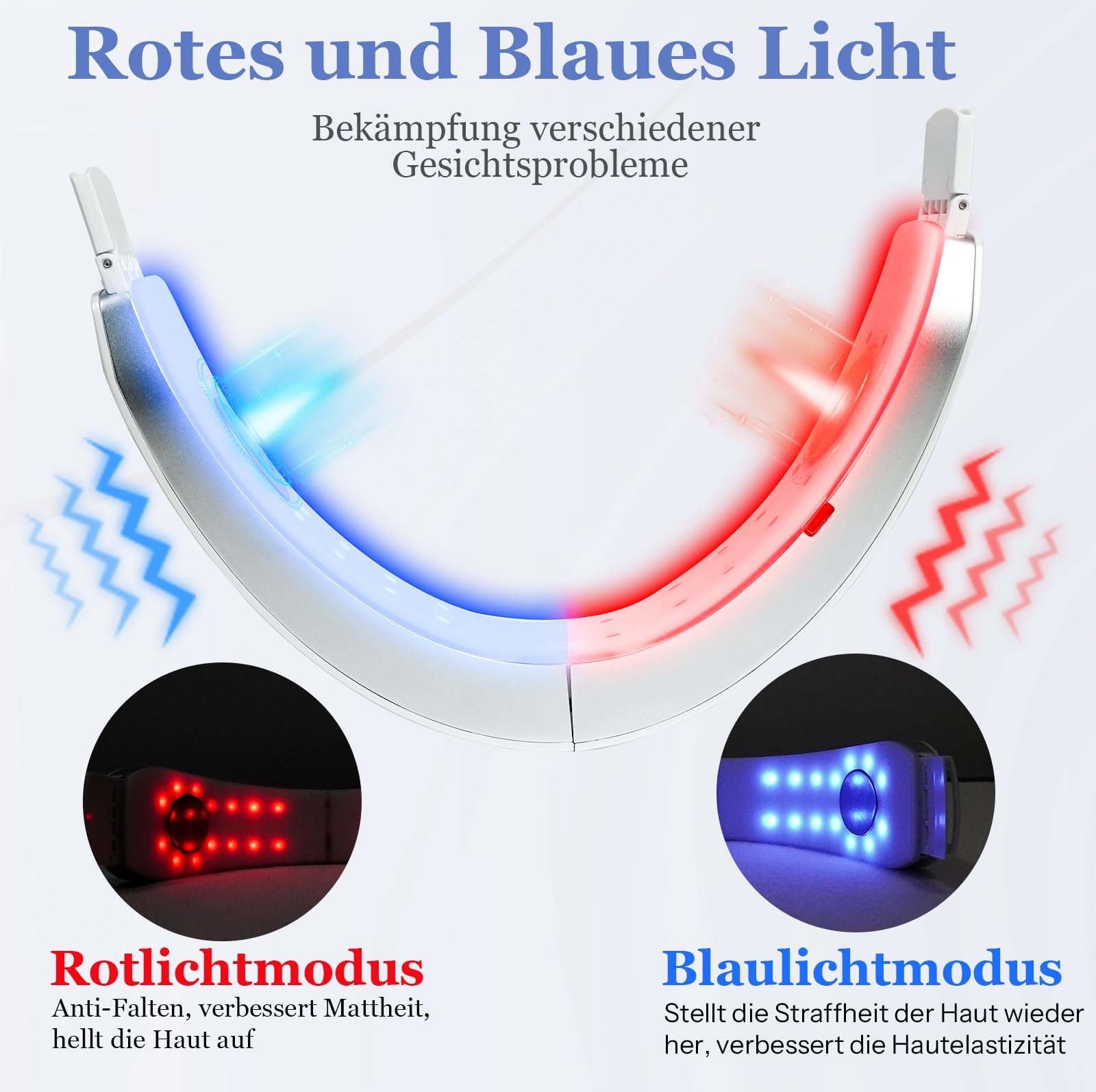 Електричний V-подібний масажер для обличчя Shiptree EMS Gua Sha Electric Фототерапія Червоний і Синій Чорний, фото №4