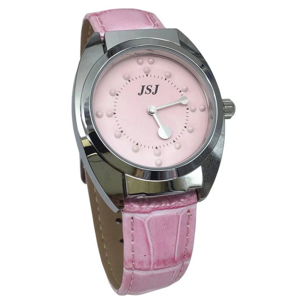 Тактильные часы VSONE Сталь для слепых или пожилых людей (розовый кожаный ремешок, розовый циферблат), фото №3 Тактильные часы VSONE Сталь для слепых или пожилых людей (розовый кожаный ремешок, розовый циферблат), фото №3