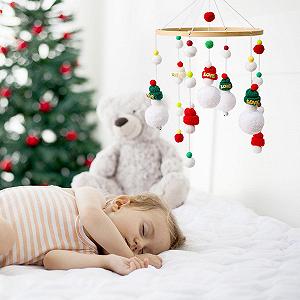 Мобиль Baby Ветряные колокольчики Снеговик Деревянный с фетровыми шариками Плюшевые погремушки для кровати девочки колокольчик для детской кроватки synthetic.ua - Фото 1
