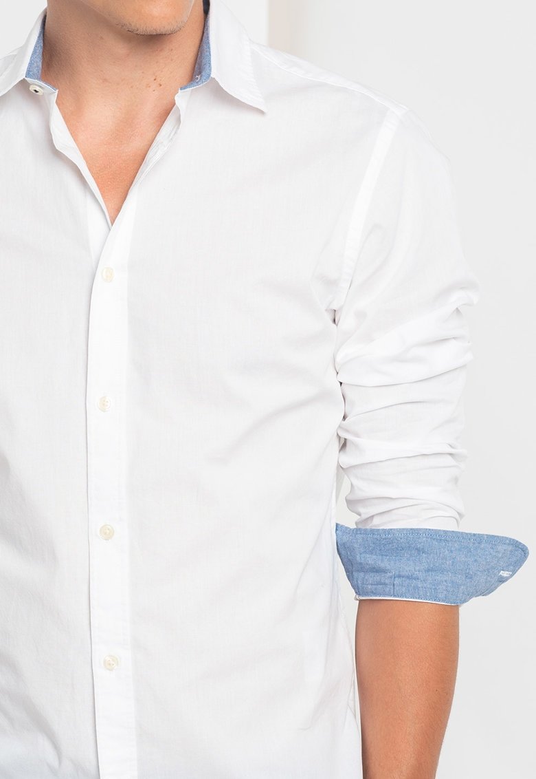 Сорочка JJEPLAIN AOP L/S STS 12189770- Jack&Jones Білий L, фото №4