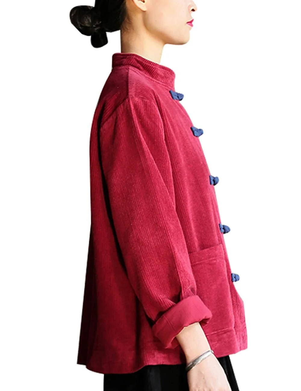 Жіноче пальто Youlee Весняне Стійка комір Вінтажний вельветовий, фото №4 Жіноче пальто Youlee Весняне Стійка комір Вінтажний вельветовий, фото №4