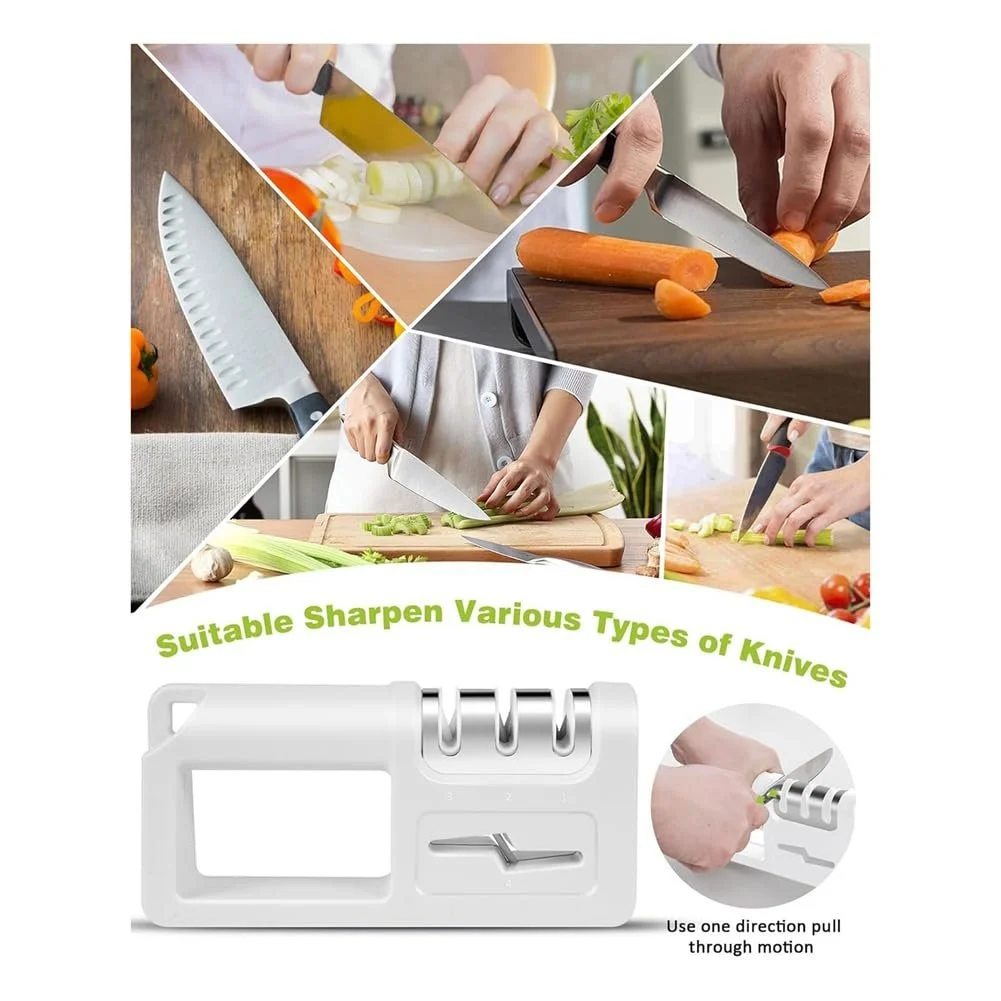 Точилка для ножів та ножиць ручна 4-в-1 з ергономічною ручкою та силіконовою основою, фото №2