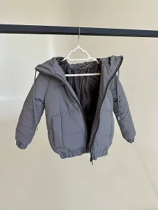 Детская демисезонная куртка с капюшоном от 74 до 158 размер, весна/осень серая - Фото 1