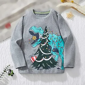 Джемпер Generisch для девочек, детский свитшот, повседневный рождественский джемпер, рубашка с длинными рукавами и принтом динозавра для мальчиков, повседневный топ с графическим рисунком для малышей, удобный для повседневной носки synthetic.ua - Фото 1