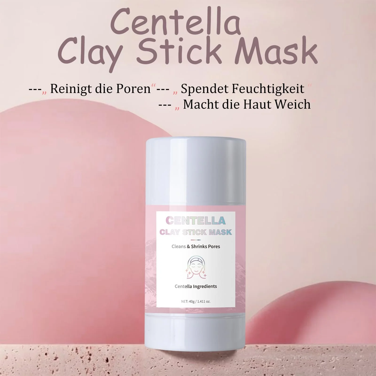 Маска-стик глиняная Centella, 2 шт. Глиняная маска для ухода за кожей, увлажняющая маска для лица с сывороткой Centella для отшелушивания кожи лица, набор для ухода за кожей для уменьшения пор, минимизация пор Centella, фото №2