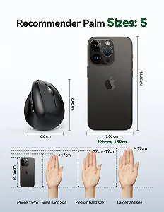 Миша TECKNET Mini, 2.4G Бездротова Вертикальна Ергономічна для Маленьких Рук, 4800 DPI, 5 рівнів DPI, 6 кнопок, Оптична synthetic.ua - Фото 1