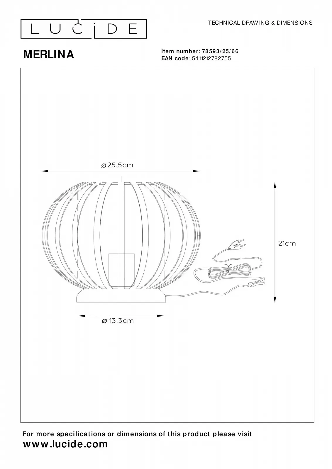 Настільна лампа LUCIDE Merlina Діаметр 25.5 см 1 x E27 Рожева, фото №5