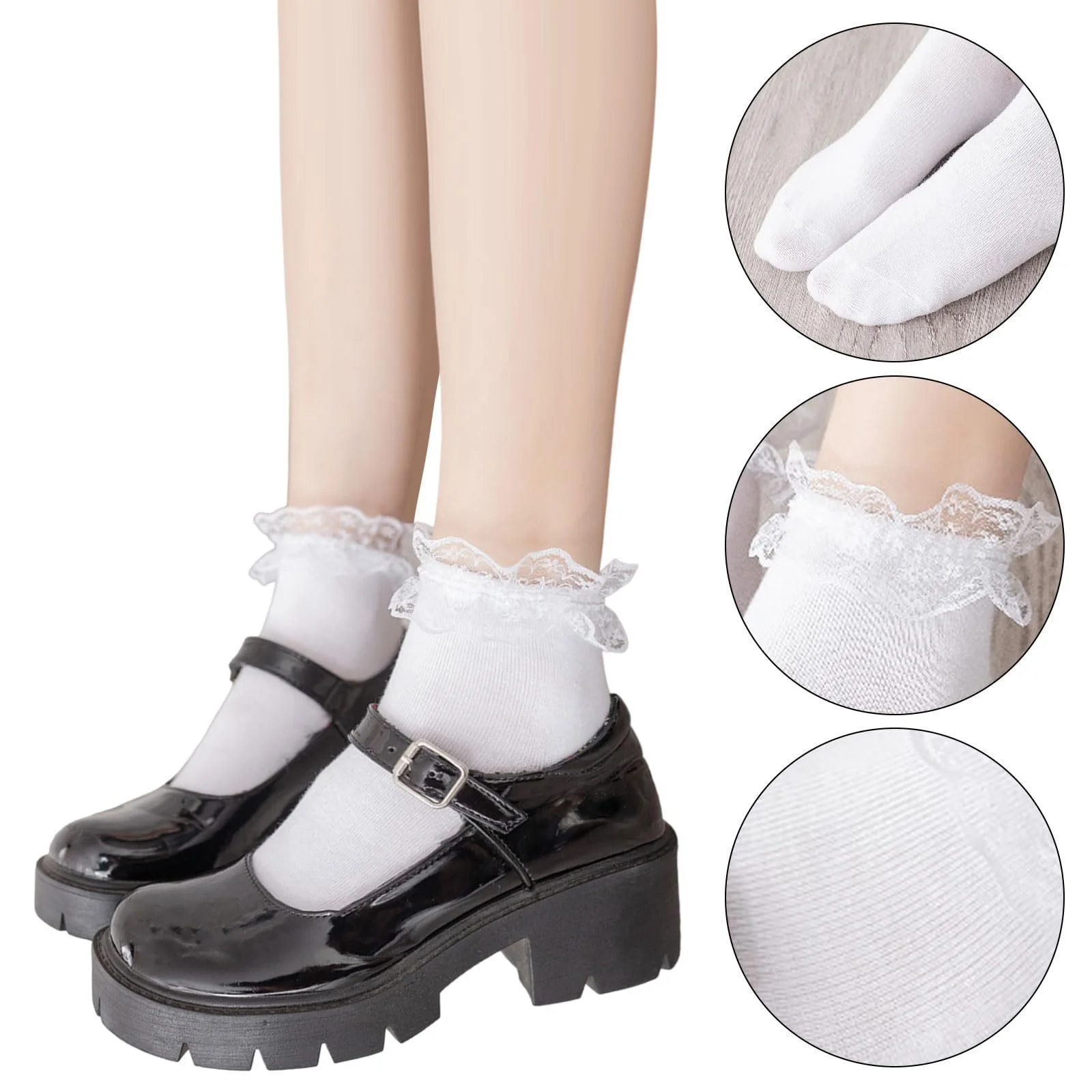 Шкарпетки з рюшами Black White (2 пари), фото №3