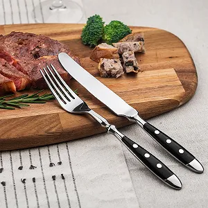 Набір столових приборів Alata Berlin Series для 6 осіб з нержавіючої сталі з чорними ручками кований та важкий synthetic.ua - Фото 1